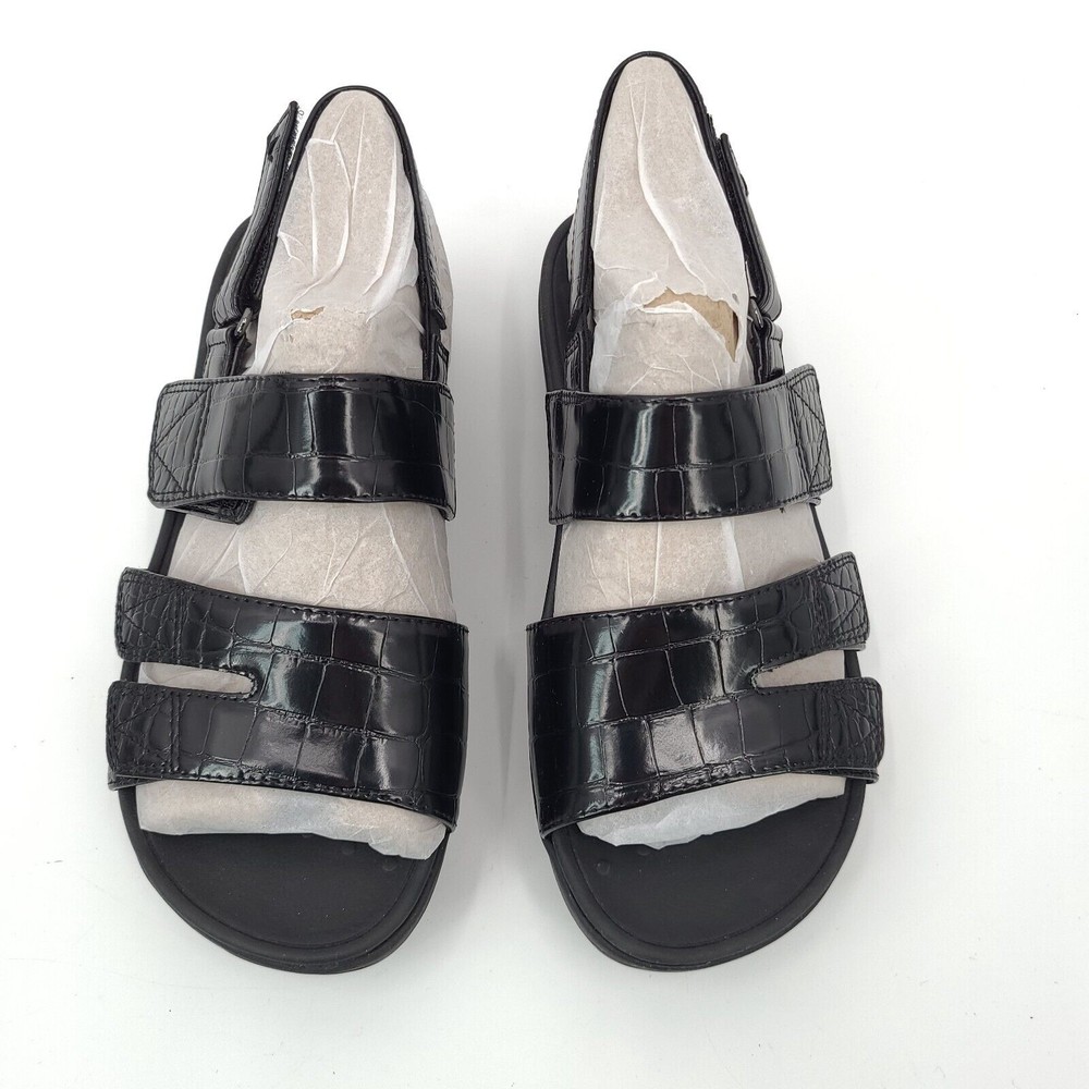 Vionic Roma platform Sling Back Sandals Black Croc pattern Women’s Size 9